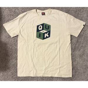 Y2k Quiksilver Beige Logo Graphic Men's T-Shirt XXL Crew Neck Short Sleeve